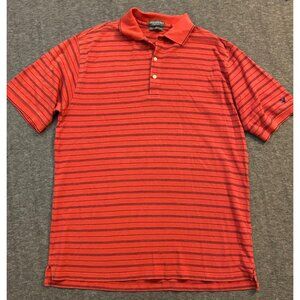 Lyle & Scott Red Striped Polo Shirt Size Large 100% Cotton Mens Short Sleeve
